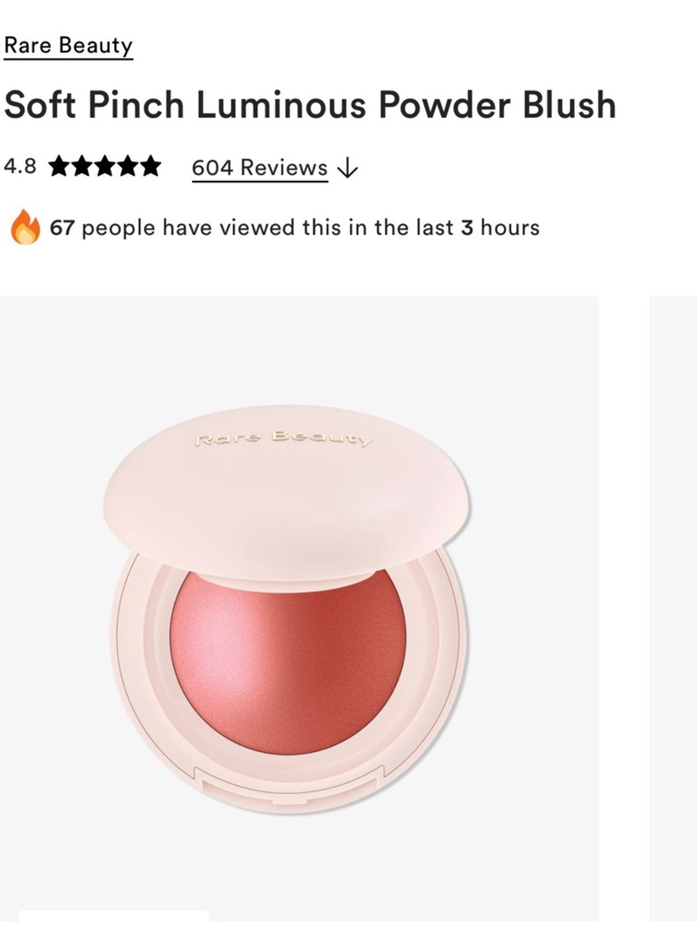 Rare Beauty Soft Pinch Luminous Powder Blush — Love (Creamy White Box)